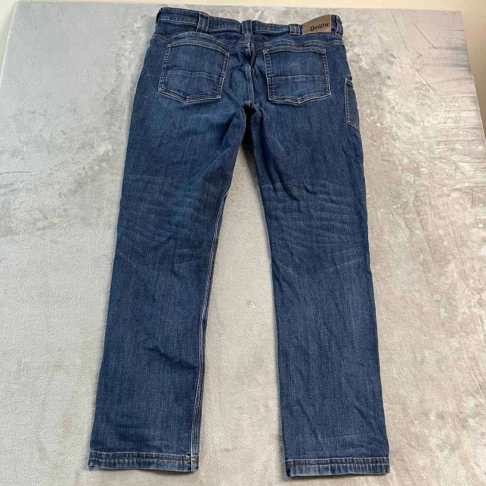 Duluth Trading Ballroom Double Flex Jeans Mens 38x34* Standard Fit Dark Wash EUC